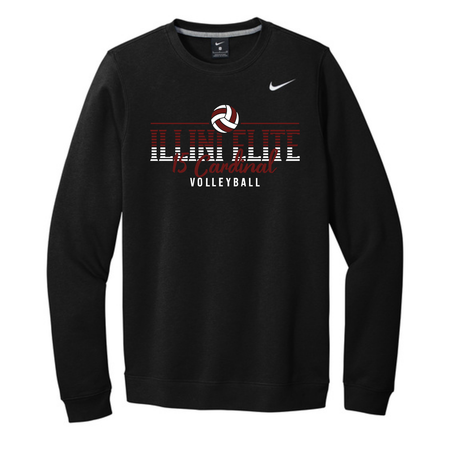 Nike Club Fleece Illini Elite Striped Crewneck Sweatshirt