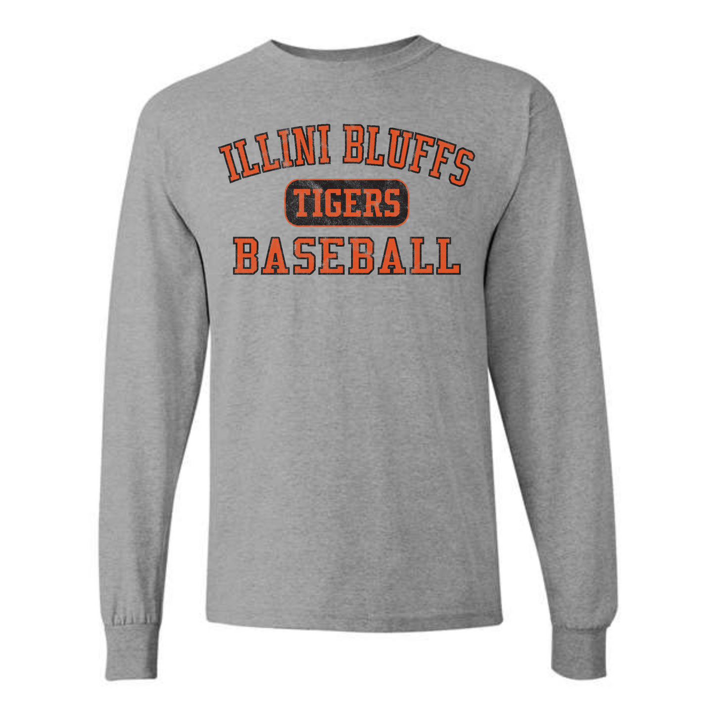 Illini Bluffs Tigers Baseball Distressed Long Sleeve Tee