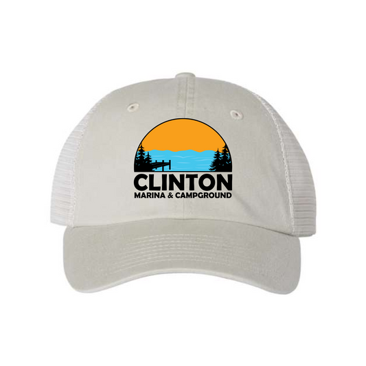 Clinton Marina & Campground Pigment-Dyed Trucker Cap