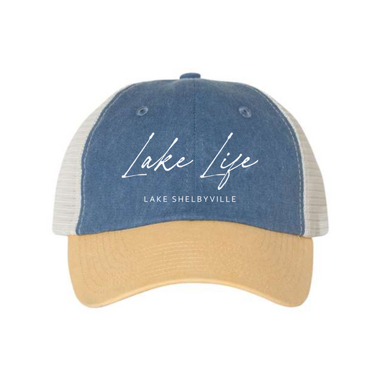 Lake Life Lake Shelbyville Pigment Dyed Trucker Cap