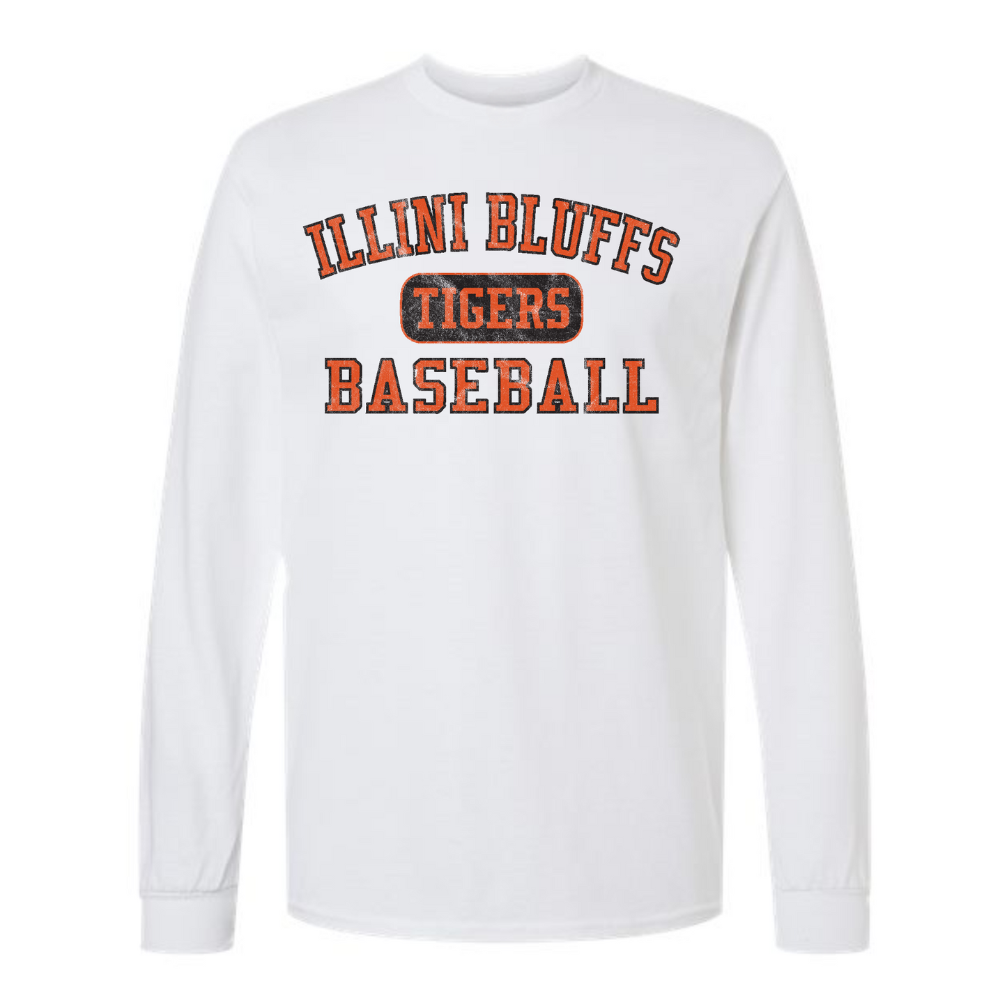 Illini Bluffs Tigers Baseball Distressed Long Sleeve Tee