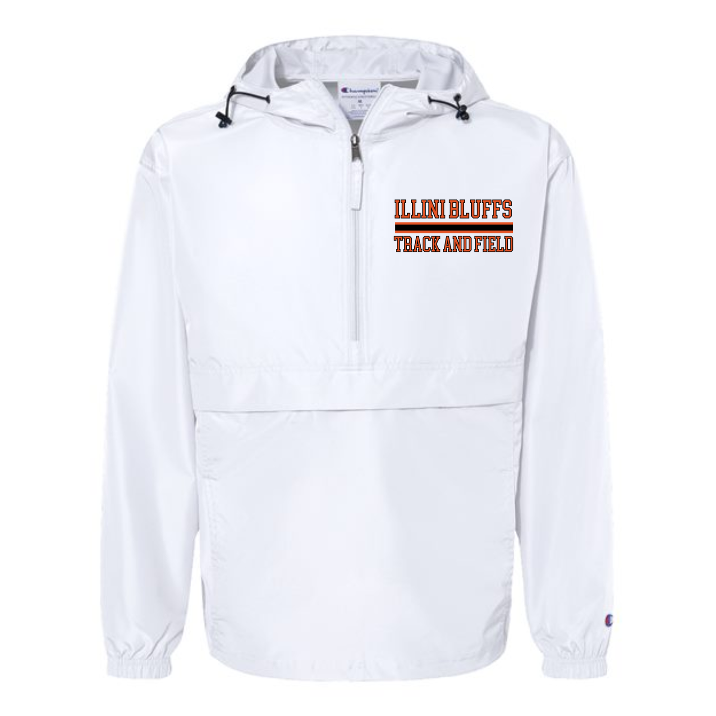 Champion Hooded Quarter-Zip Windbreaker Jacket Illini Bluffs Track and Field