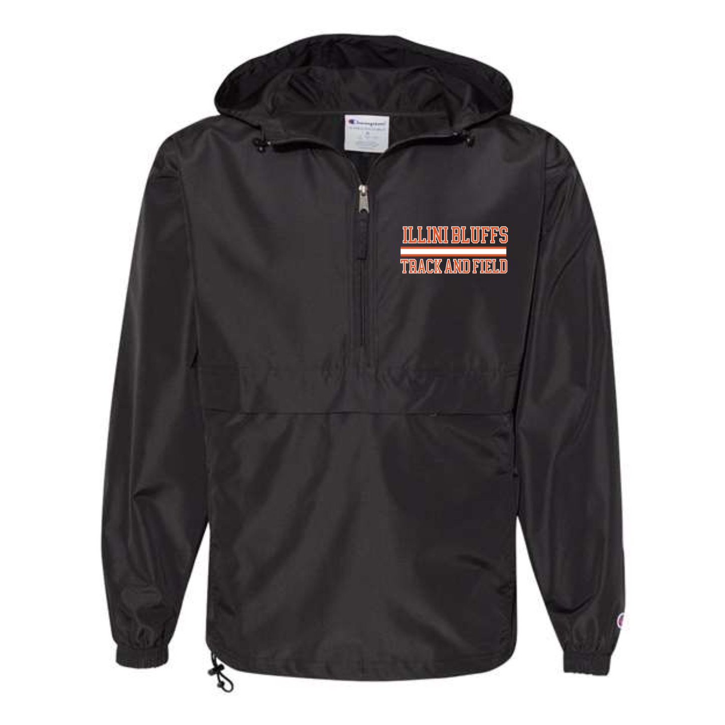 Champion Hooded Quarter-Zip Windbreaker Jacket Illini Bluffs Track and Field