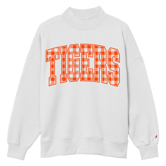 Tigers Plaid Mock Neck Sweatshirt