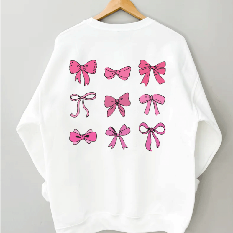 Kids Pretty in Bows Crewneck Sweatshirt Front/Back